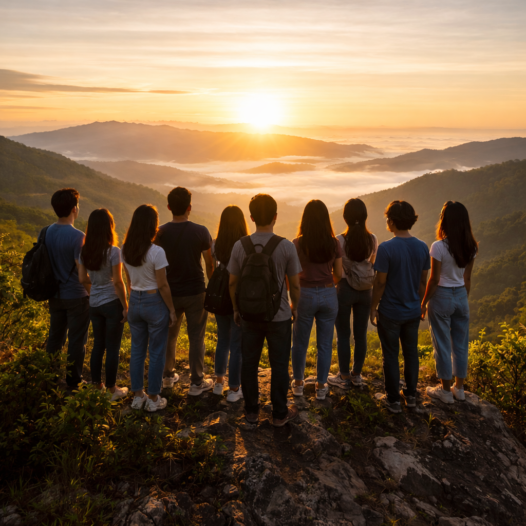sunrise adventure on the mountain
